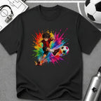 Colourful Cartoon Soccer Boy Powerful Strike T-Shirt - soccer fan t-shirt | GoalRush Studio