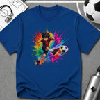 Colourful Cartoon Soccer Boy Powerful Strike T-Shirt - soccer fan t-shirt | GoalRush Studio