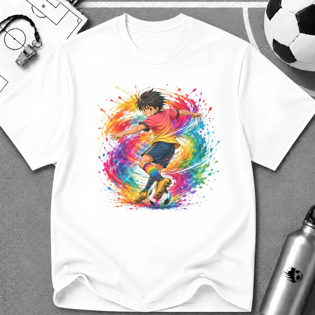 Colourful Cartoon Soccer Boy Skill Move T-Shirt - soccer fan t-shirt | GoalRush Studio