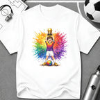 Colourful Cartoon Soccer Boy Trophy Lift T-Shirt - soccer fan t-shirt | GoalRush Studio