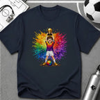 Colourful Cartoon Soccer Boy Trophy Lift T-Shirt - soccer fan t-shirt | GoalRush Studio