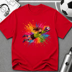 Colourful Cartoon Soccer Girl Goalkeeper Save T-Shirt - soccer fan t-shirt | GoalRush Studio