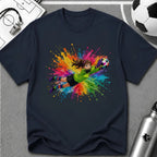 Colourful Cartoon Soccer Girl Goalkeeper Save T-Shirt - soccer fan t-shirt | GoalRush Studio