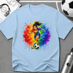Colourful Cartoon Soccer Girl Sprint T-Shirt - soccer fan t-shirt | GoalRush Studio