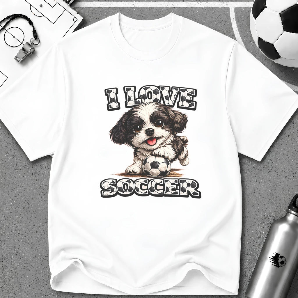 Cute Shih Tzu I Love Soccer T-Shirt - soccer fan t-shirt | GoalRush Studio