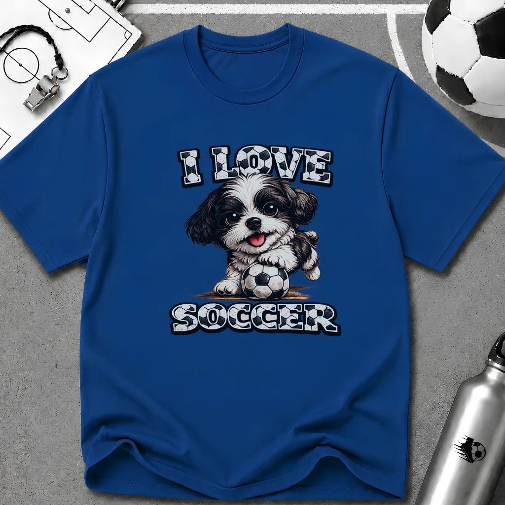 Cute Shih Tzu I Love Soccer T-Shirt - soccer fan t-shirt | GoalRush Studio