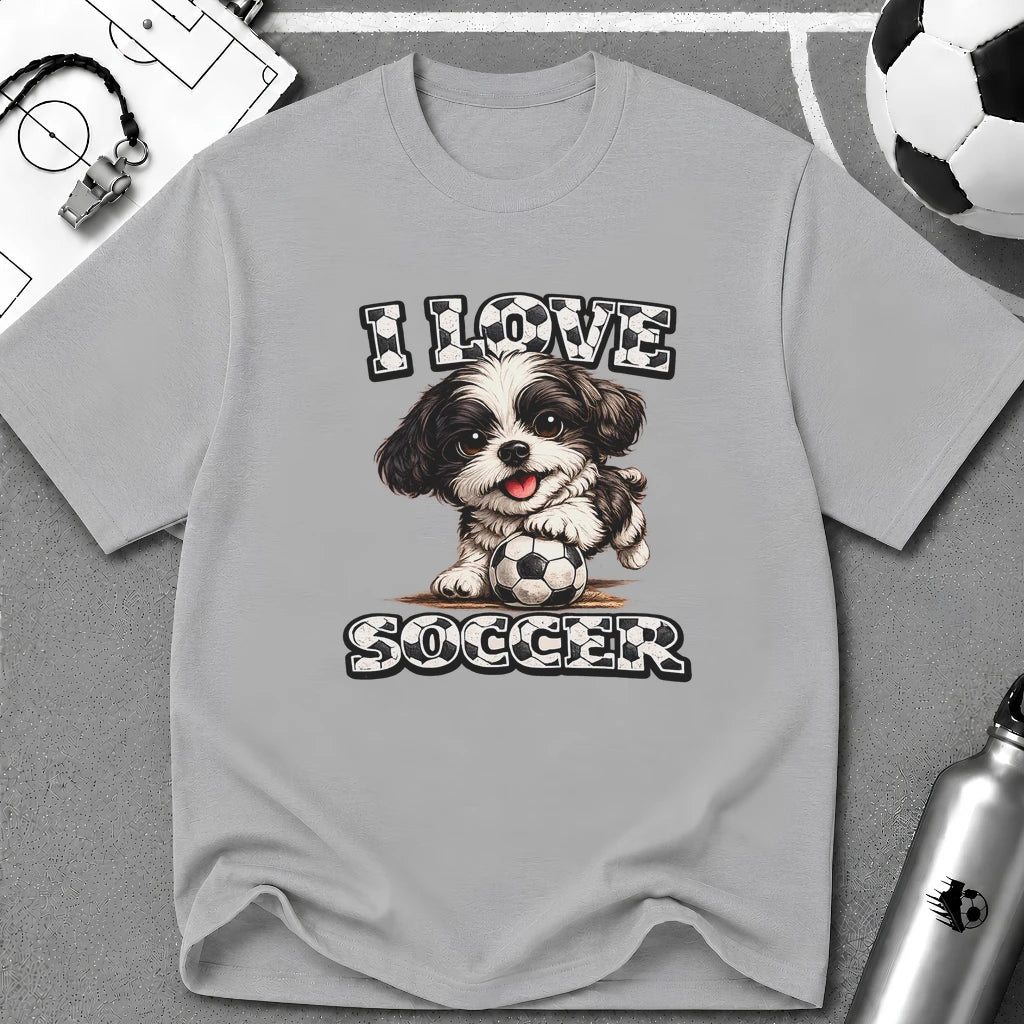 Cute Shih Tzu I Love Soccer T-Shirt - soccer fan t-shirt | GoalRush Studio
