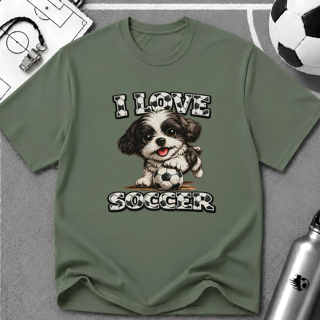 Cute Shih Tzu I Love Soccer T-Shirt - soccer fan t-shirt | GoalRush Studio