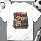 Cute Soccer Dog “I Fetch Better Than Our Strikers” T-Shirt - soccer fan t-shirt | GoalRush Studio