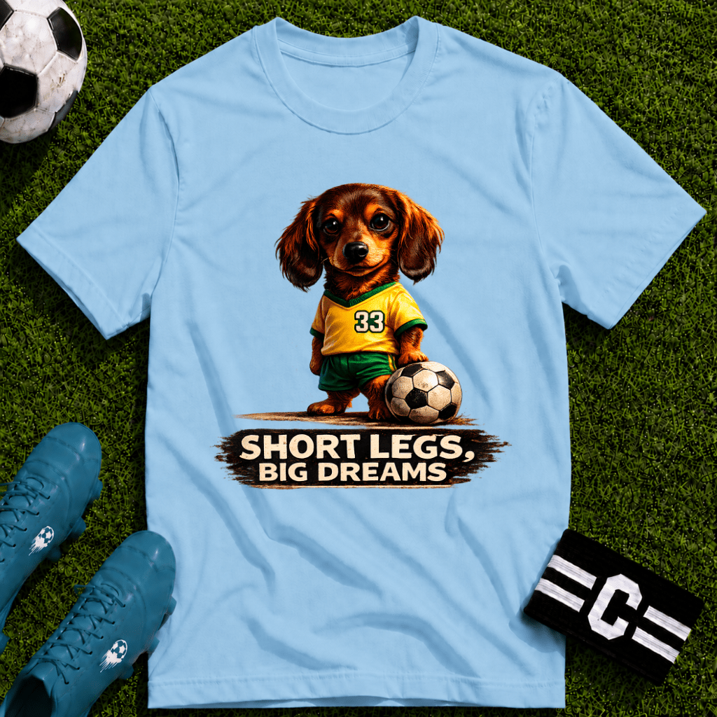 Dachshund - Short Legs Big Dreams Soccer T-Shirt - soccer fan t-shirt | GoalRush Studio