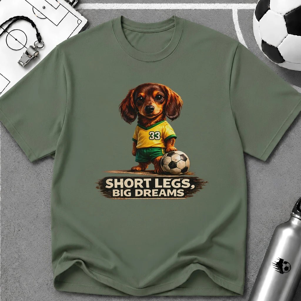 Dachshund - Short Legs Big Dreams Soccer T-Shirt - soccer fan t-shirt | GoalRush Studio