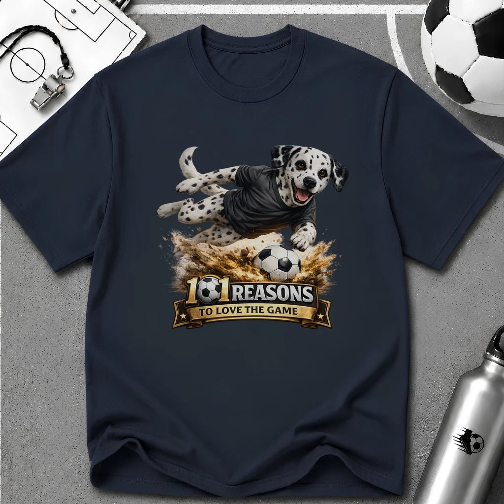 Dalmatian 101 Reasons to Love Soccer Graphic T-Shirt - soccer fan t-shirt | GoalRush Studio