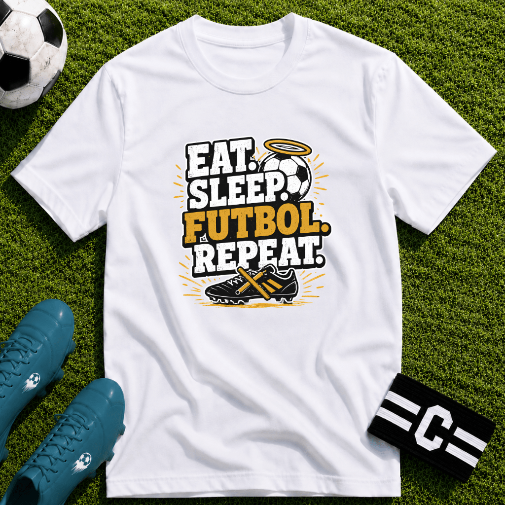 Eat. Sleep. Futbol. Repeat T-Shirt - soccer fan t-shirt | GoalRush Studio