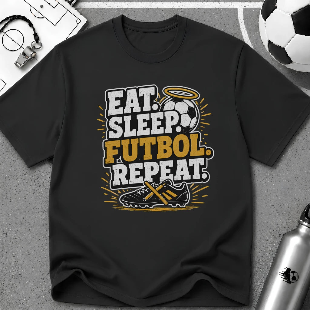 Eat. Sleep. Futbol. Repeat T-Shirt - soccer fan t-shirt | GoalRush Studio