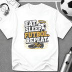 Eat. Sleep. Futbol. Repeat T-Shirt - soccer fan t-shirt | GoalRush Studio