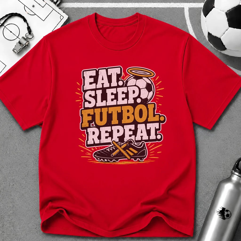 Eat. Sleep. Futbol. Repeat T-Shirt - soccer fan t-shirt | GoalRush Studio