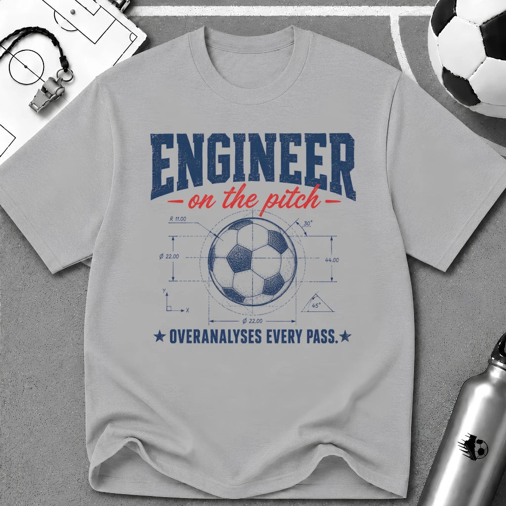 Engineer on the Pitch Overanalyses Every Pass T-Shirt - soccer fan t-shirt | GoalRush Studio