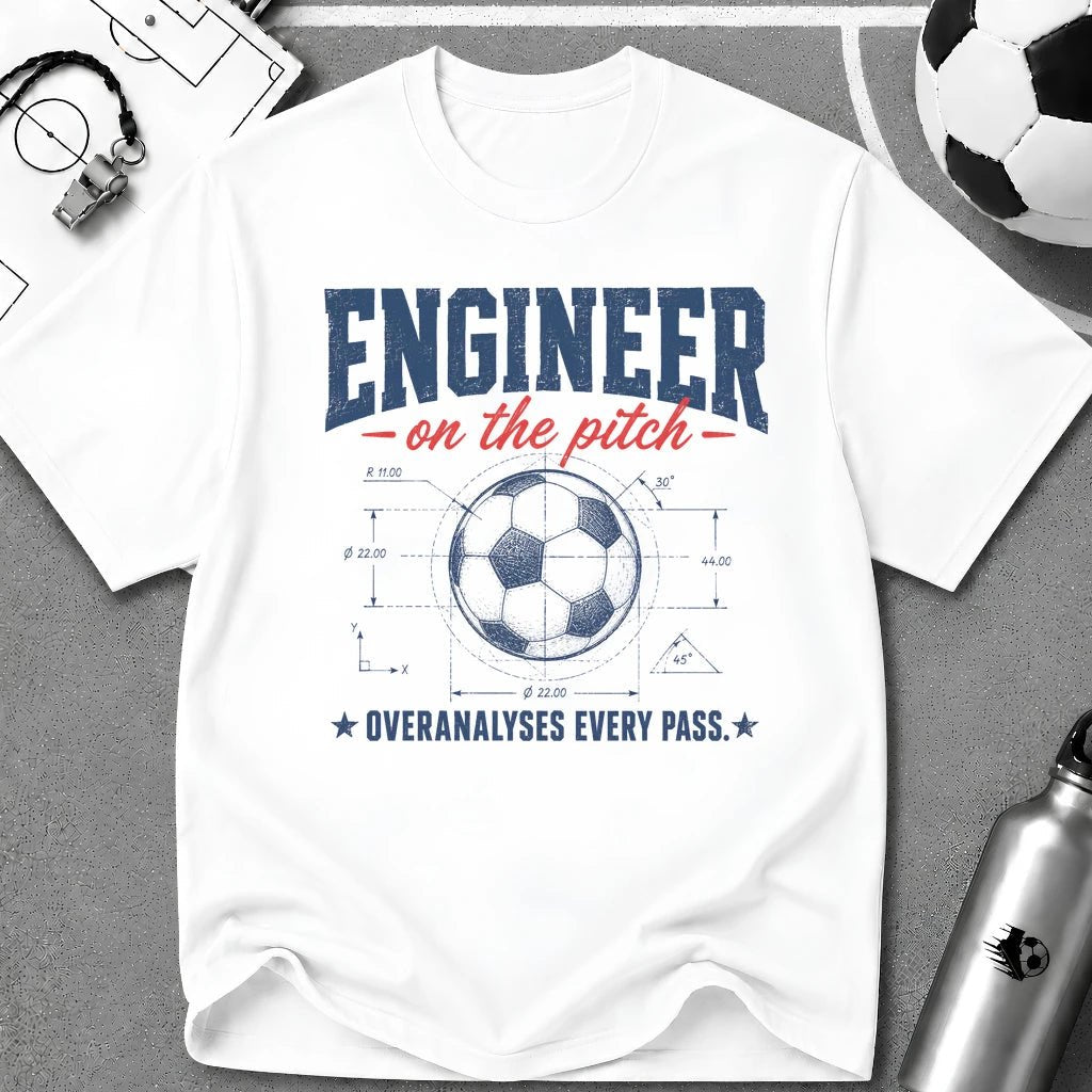 Engineer on the Pitch Overanalyses Every Pass T-Shirt - soccer fan t-shirt | GoalRush Studio