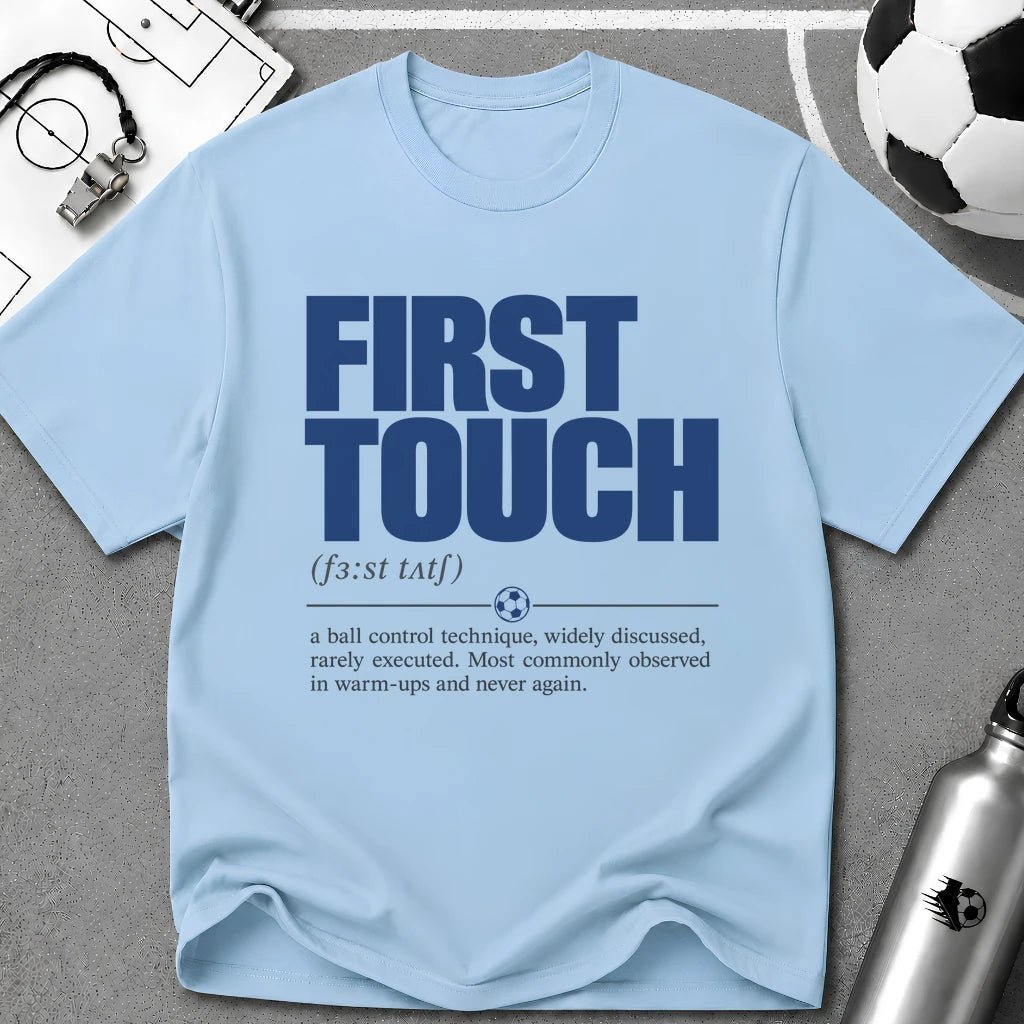 First Touch Typography T-Shirt - soccer fan t-shirt | GoalRush Studio