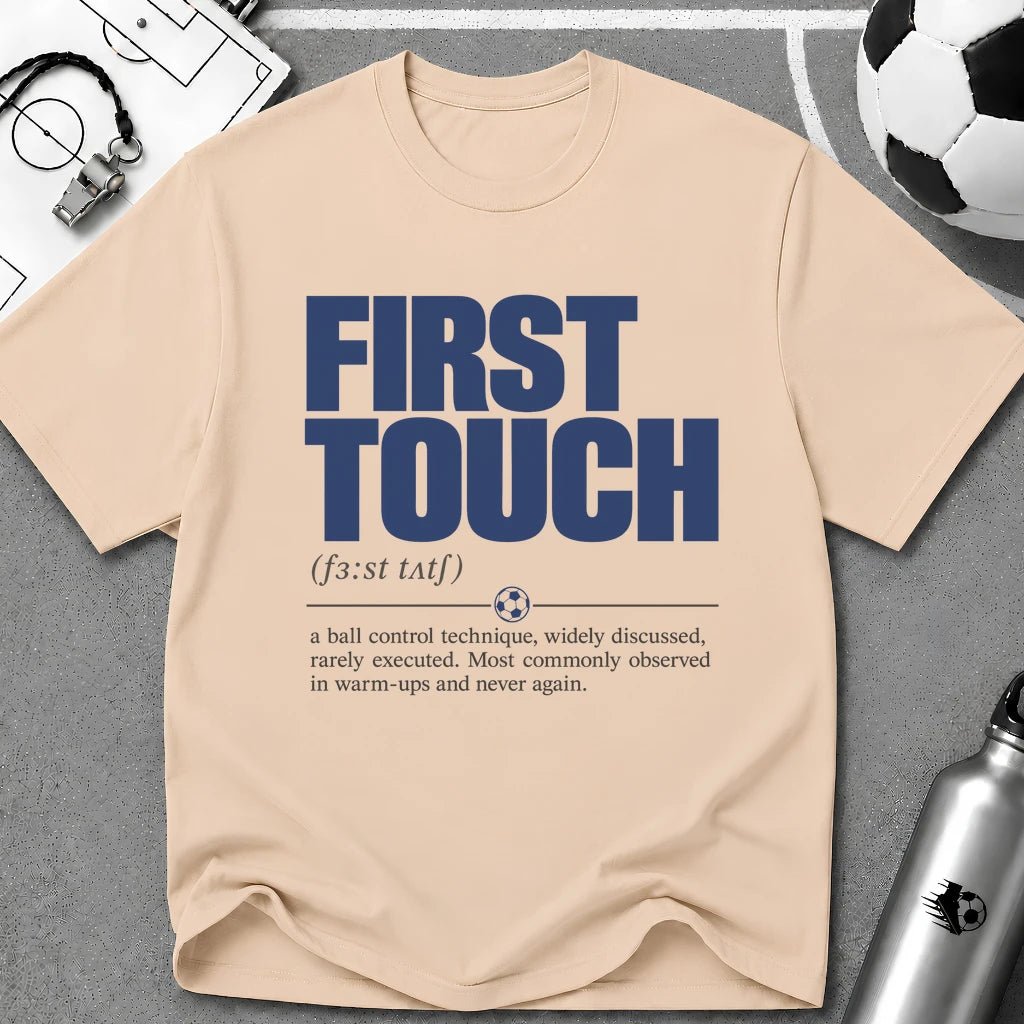 First Touch Typography T-Shirt - soccer fan t-shirt | GoalRush Studio