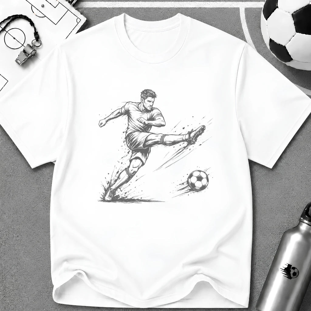 Football Striker Sketch T-Shirt - soccer fan t-shirt | GoalRush Studio