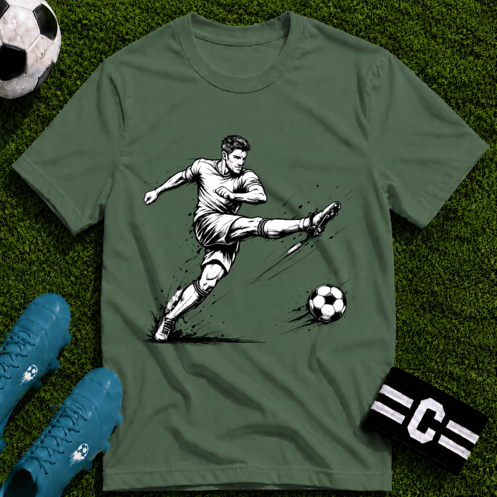 Football Striker Sketch T-Shirt - soccer fan t-shirt | GoalRush Studio