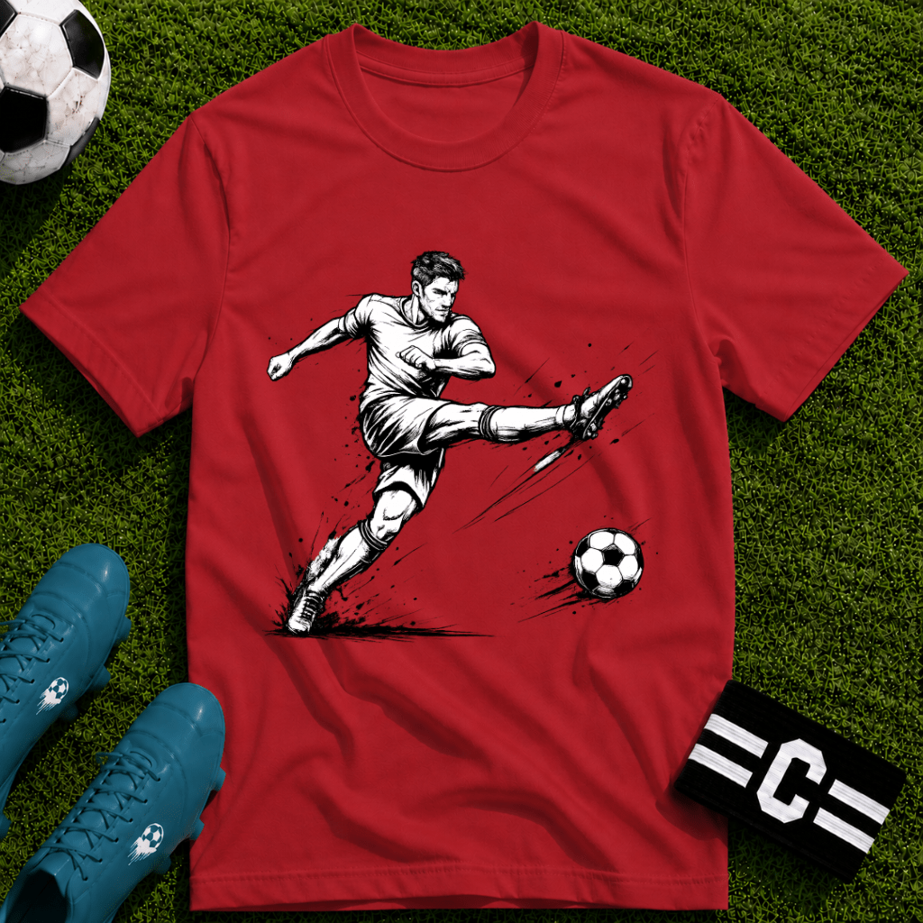 Football Striker Sketch T-Shirt - soccer fan t-shirt | GoalRush Studio