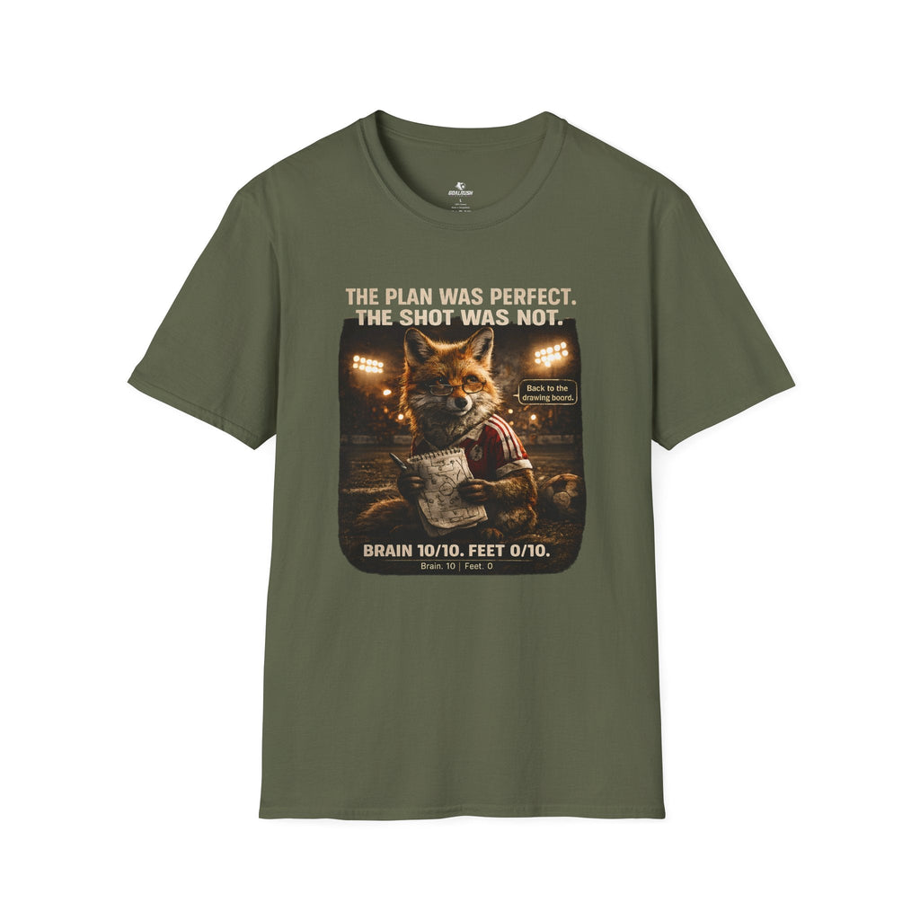 Fox Sports T-Shirt "The Plan Was Perfect, The Shot Was Not" - soccer fan t-shirt | GoalRush Studio