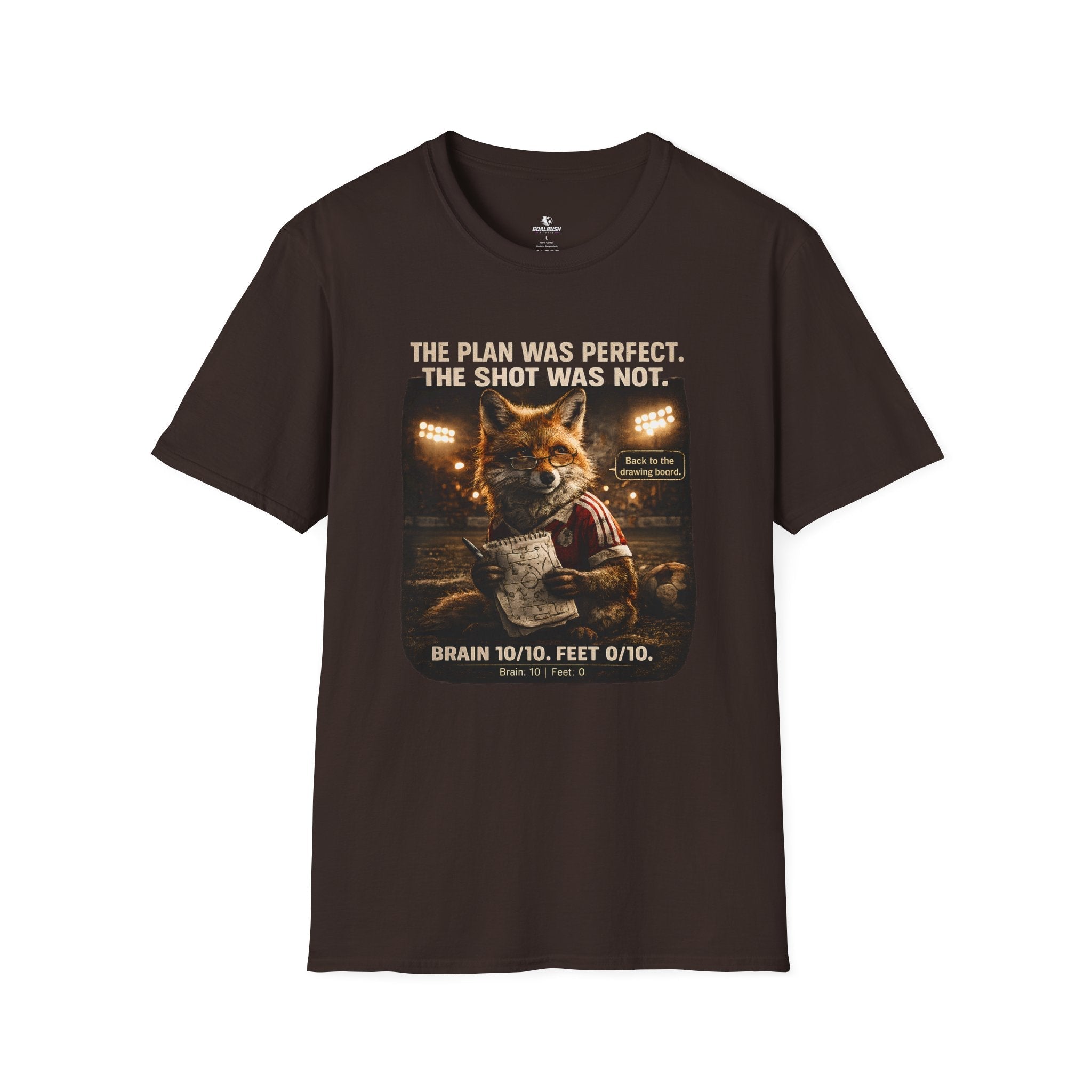 Fox Sports T-Shirt "The Plan Was Perfect, The Shot Was Not" - soccer fan t-shirt | GoalRush Studio