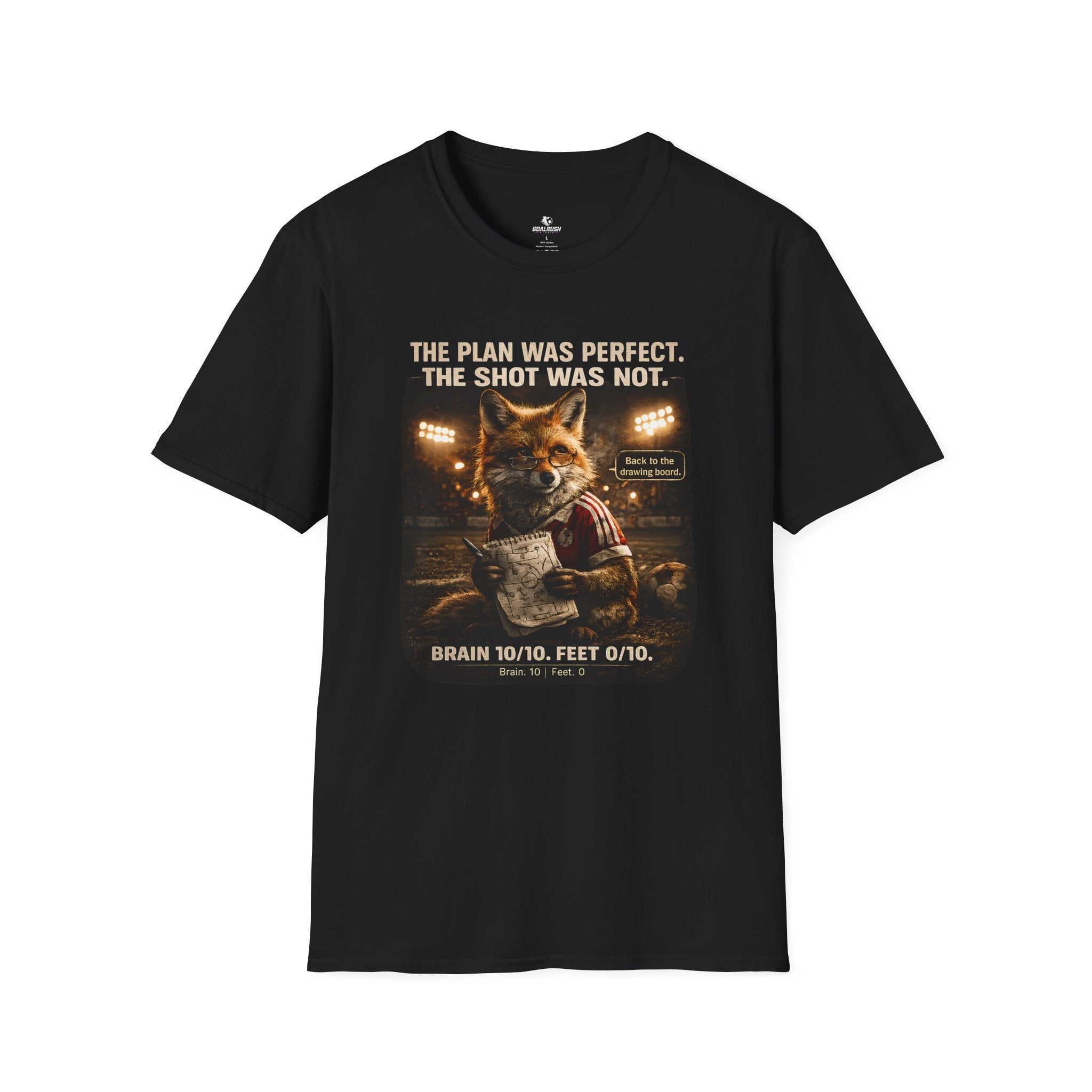 Fox Sports T-Shirt "The Plan Was Perfect, The Shot Was Not" - soccer fan t-shirt | GoalRush Studio