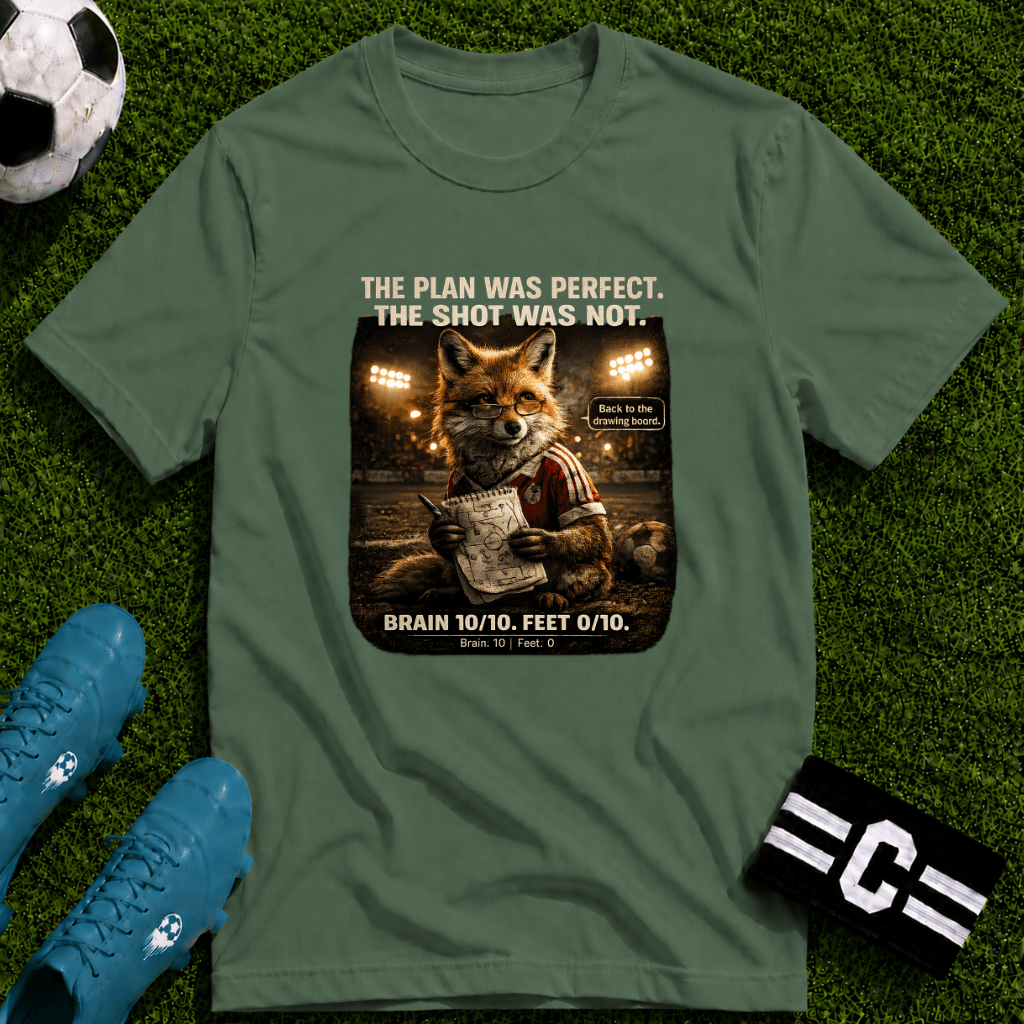 Fox Sports T-Shirt "The Plan Was Perfect, The Shot Was Not" - soccer fan t-shirt | GoalRush Studio