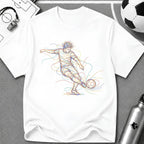 Free Kick Strike. Dead Ball Multi-Line Colour Art T-Shirt - soccer fan t-shirt | GoalRush Studio