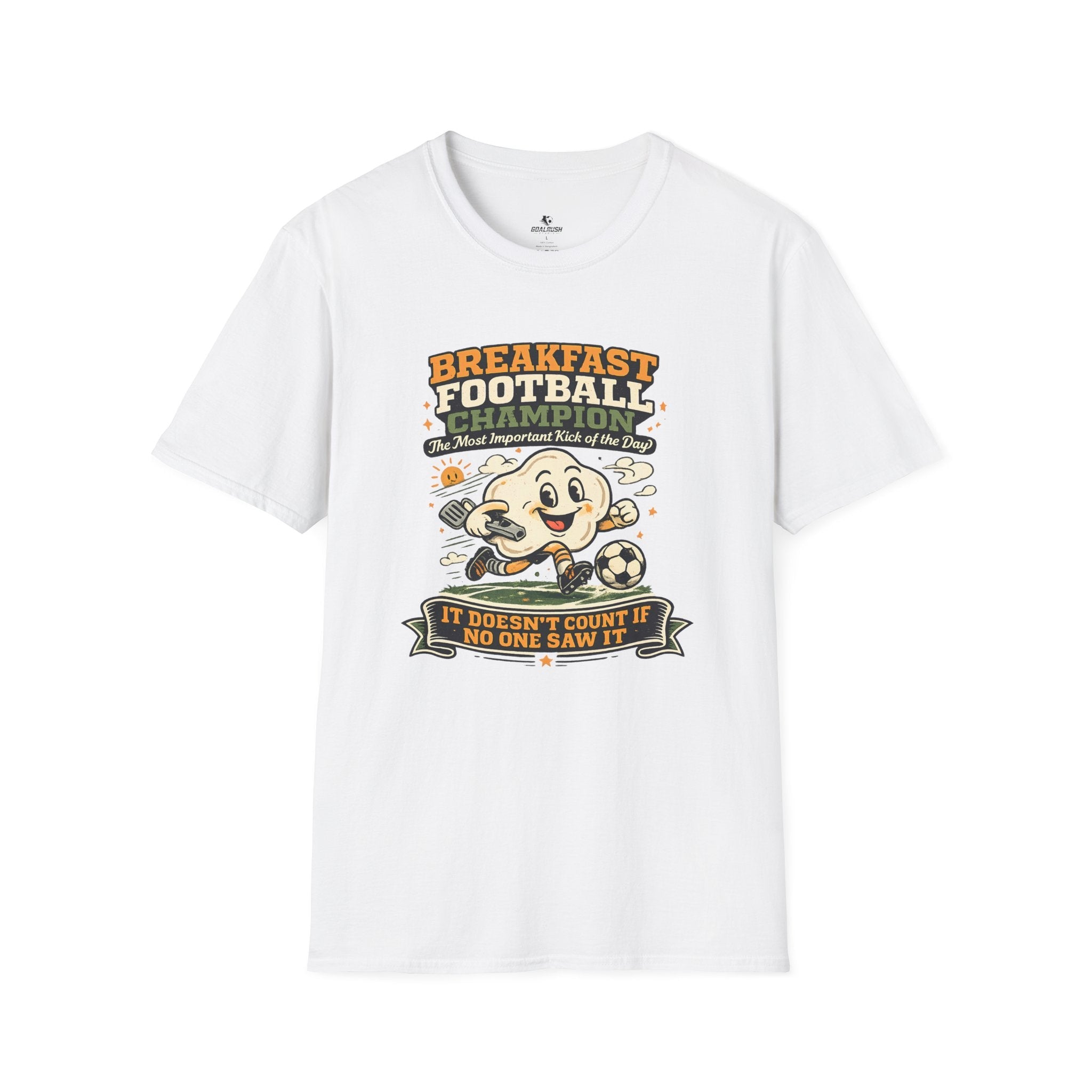 Funny Morning Game Day "Breakfast Football Champion" T-Shirt - soccer fan t-shirt | GoalRush Studio