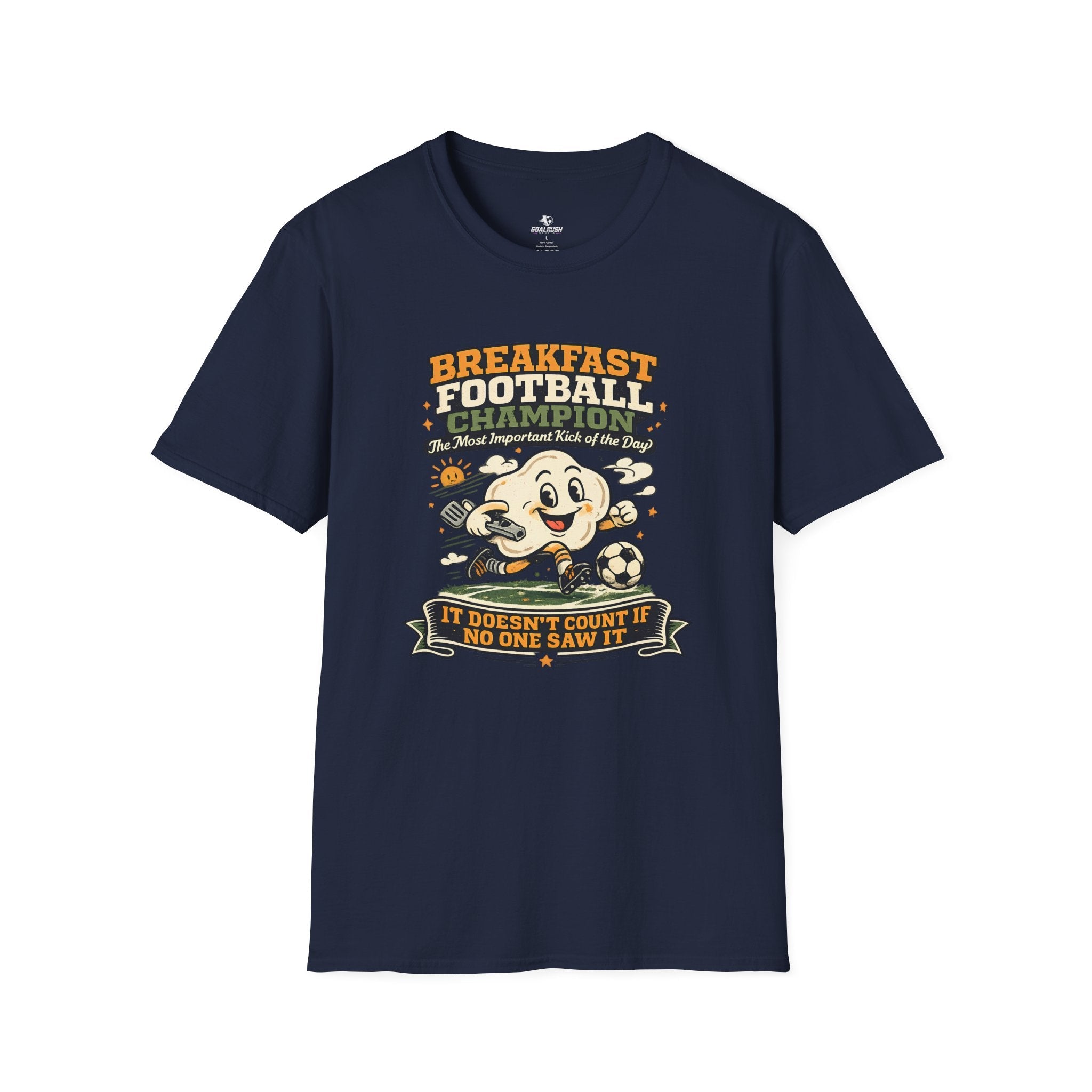 Funny Morning Game Day "Breakfast Football Champion" T-Shirt - soccer fan t-shirt | GoalRush Studio