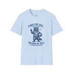 Funny Raccoon “First of All, I’m a Delight” T-Shirt - soccer fan t-shirt | GoalRush Studio