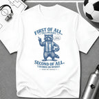 Funny Raccoon “First of All, I’m a Delight” T-Shirt - soccer fan t-shirt | GoalRush Studio
