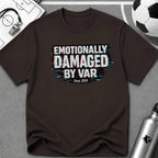 Funny Retro Glitch Graphic "Emotionally Damaged By Var" T-Shirt - soccer fan t-shirt | GoalRush Studio