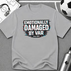 Funny Retro Glitch Graphic "Emotionally Damaged By Var" T-Shirt - soccer fan t-shirt | GoalRush Studio