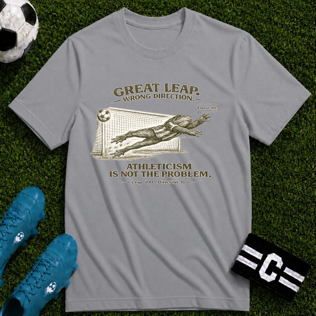 Great Leap Wrong Direction Vintage Soccer T-Shirt - soccer fan t-shirt | GoalRush Studio