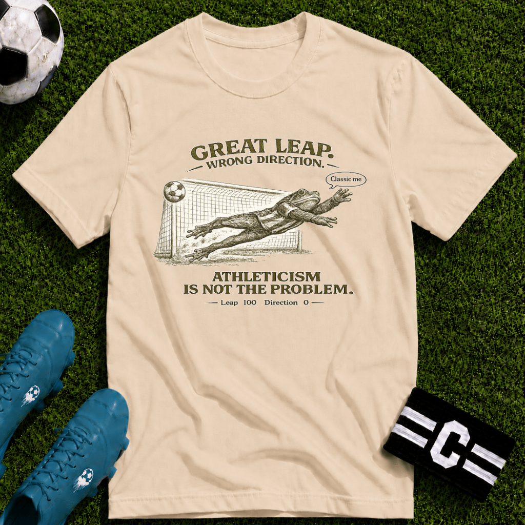 Great Leap Wrong Direction Vintage Soccer T-Shirt - soccer fan t-shirt | GoalRush Studio
