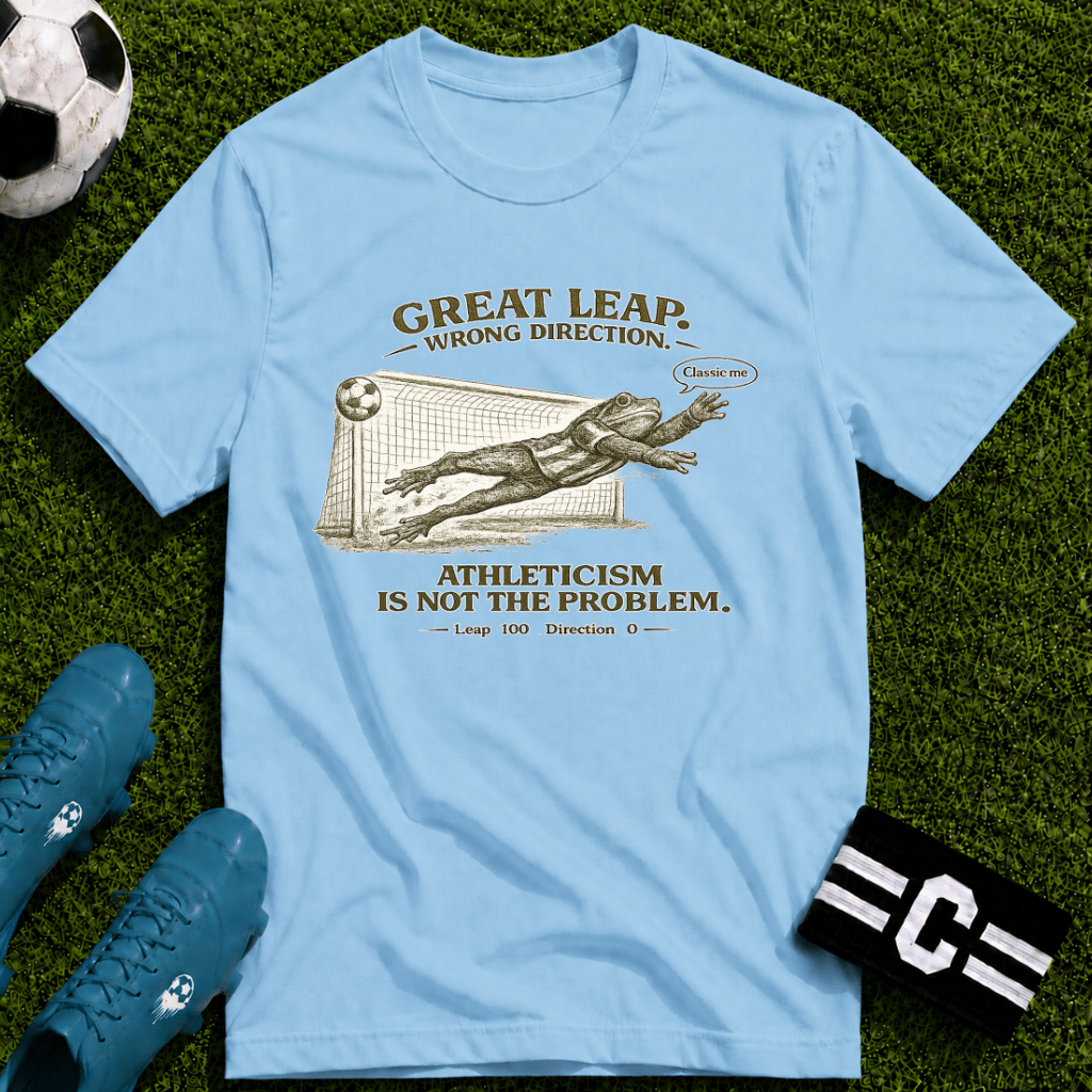 Great Leap Wrong Direction Vintage Soccer T-Shirt - soccer fan t-shirt | GoalRush Studio