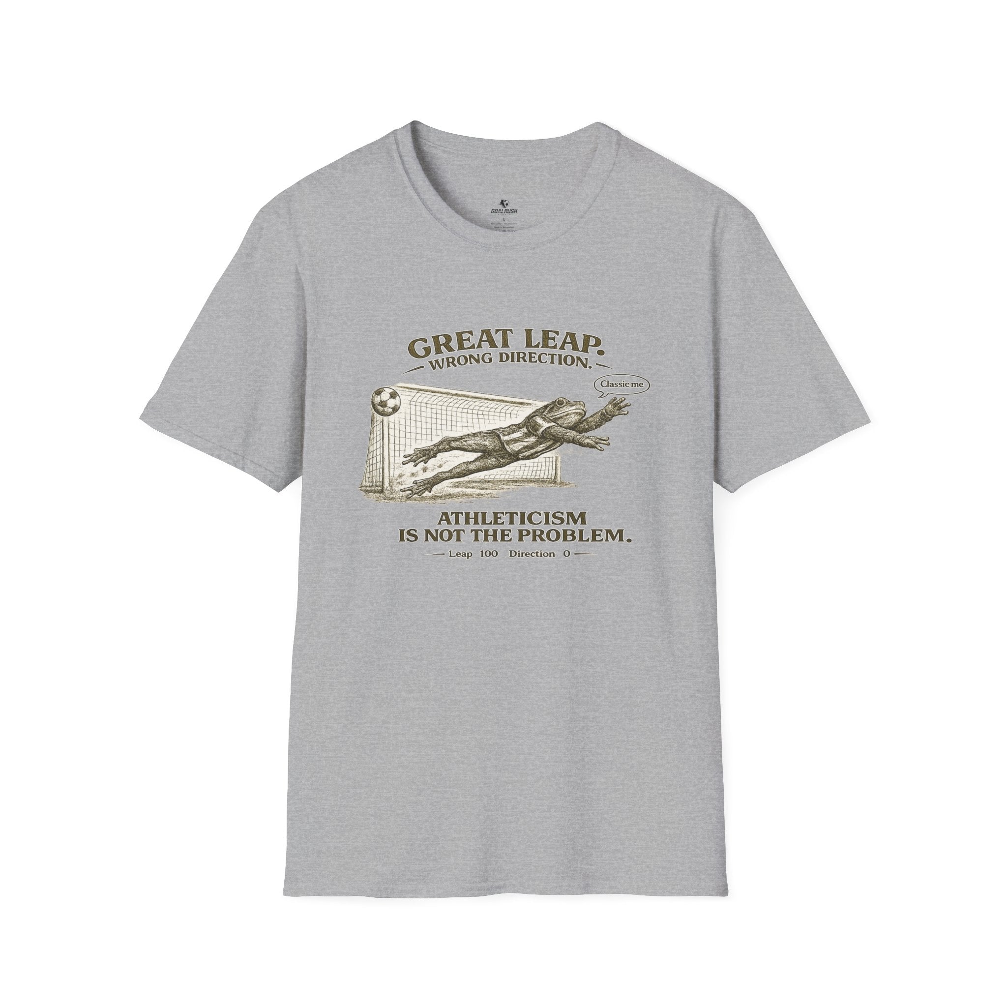 Great Leap Wrong Direction Vintage Soccer T-Shirt - soccer fan t-shirt | GoalRush Studio