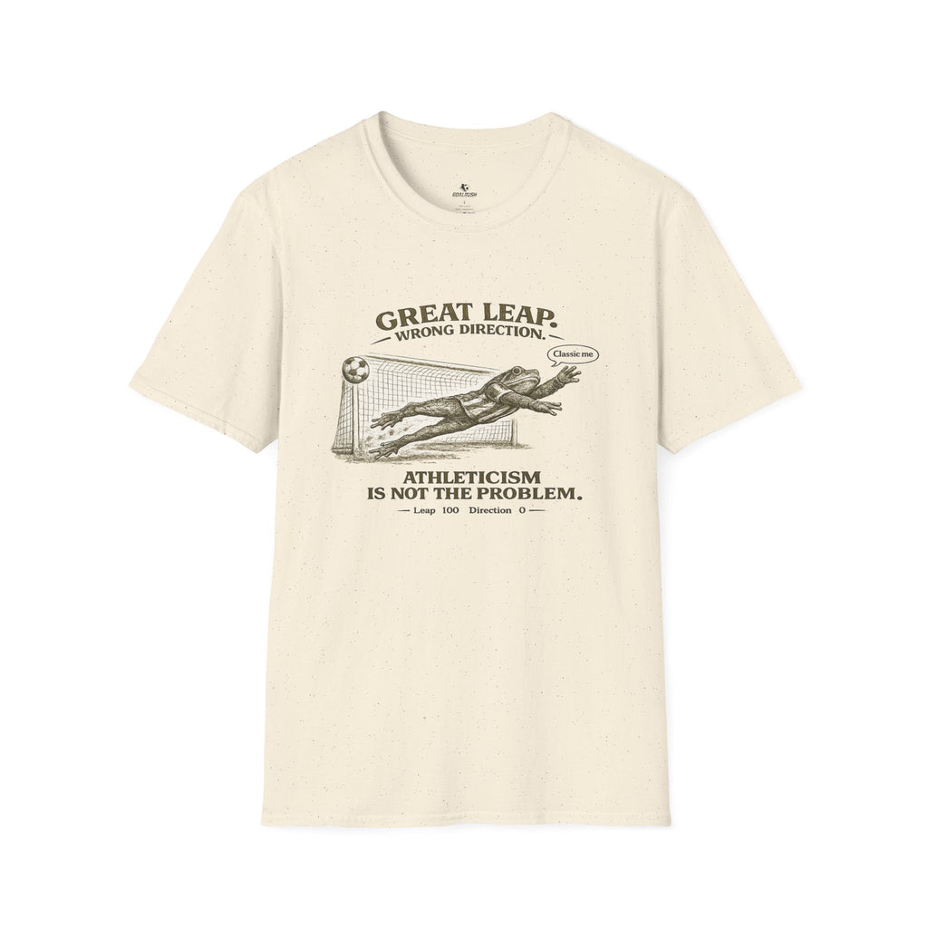 Great Leap Wrong Direction Vintage Soccer T-Shirt - soccer fan t-shirt | GoalRush Studio