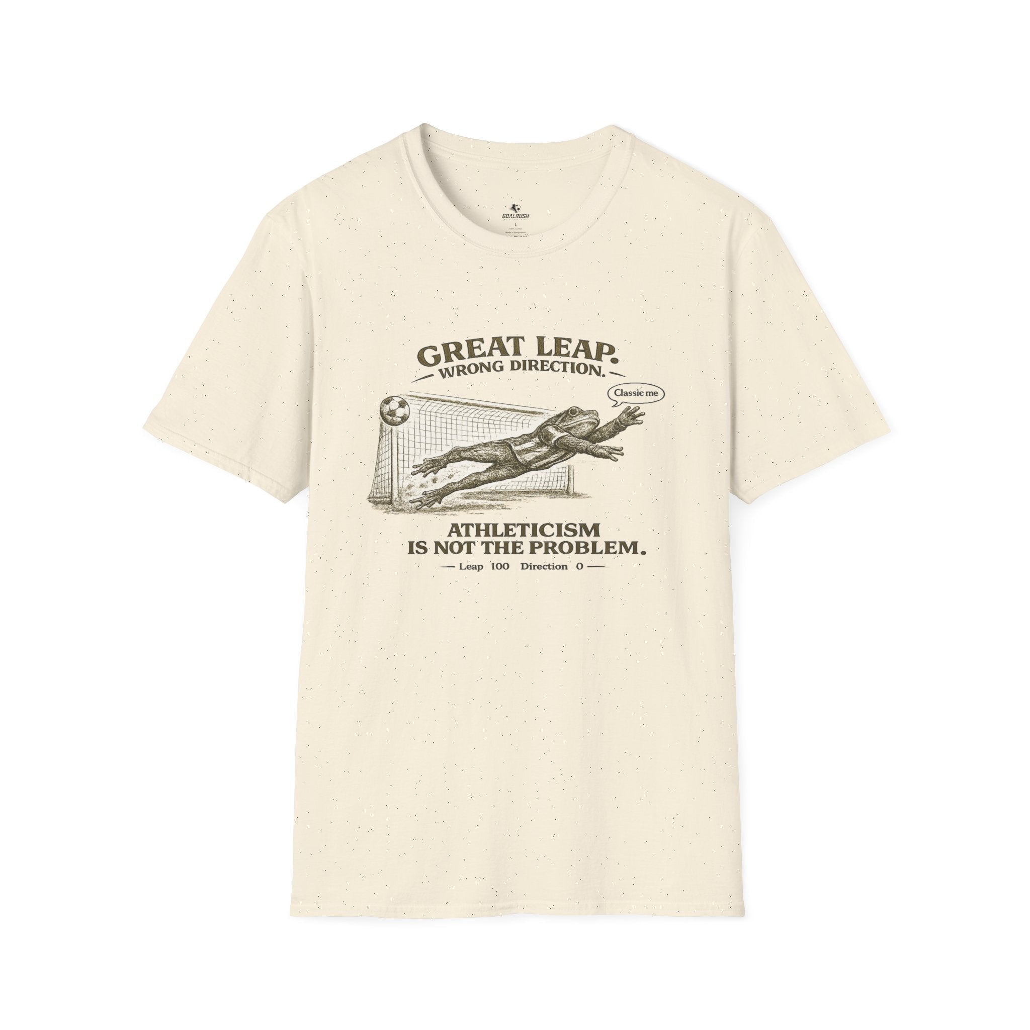 Great Leap Wrong Direction Vintage Soccer T-Shirt - soccer fan t-shirt | GoalRush Studio
