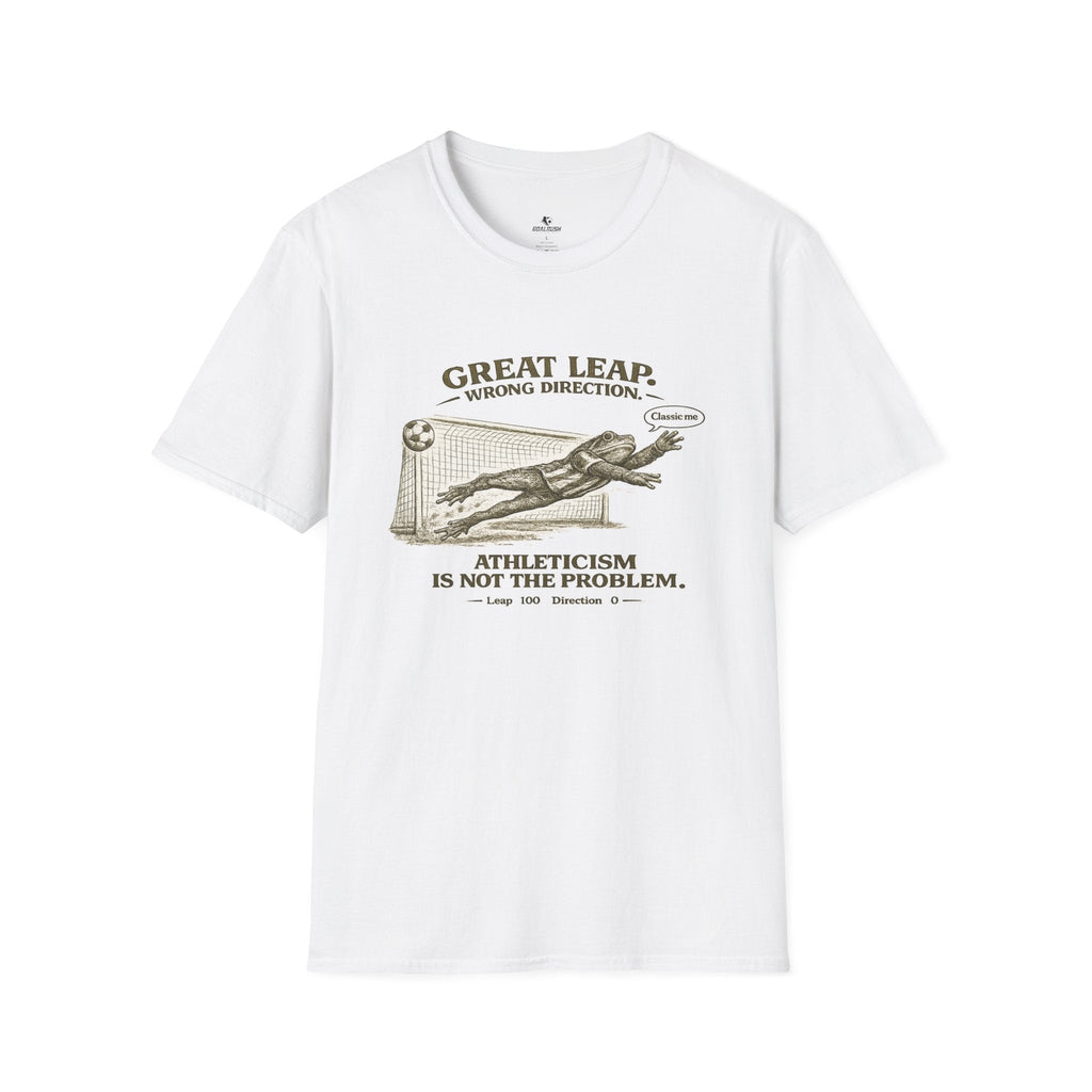 Great Leap Wrong Direction Vintage Soccer T-Shirt - soccer fan t-shirt | GoalRush Studio