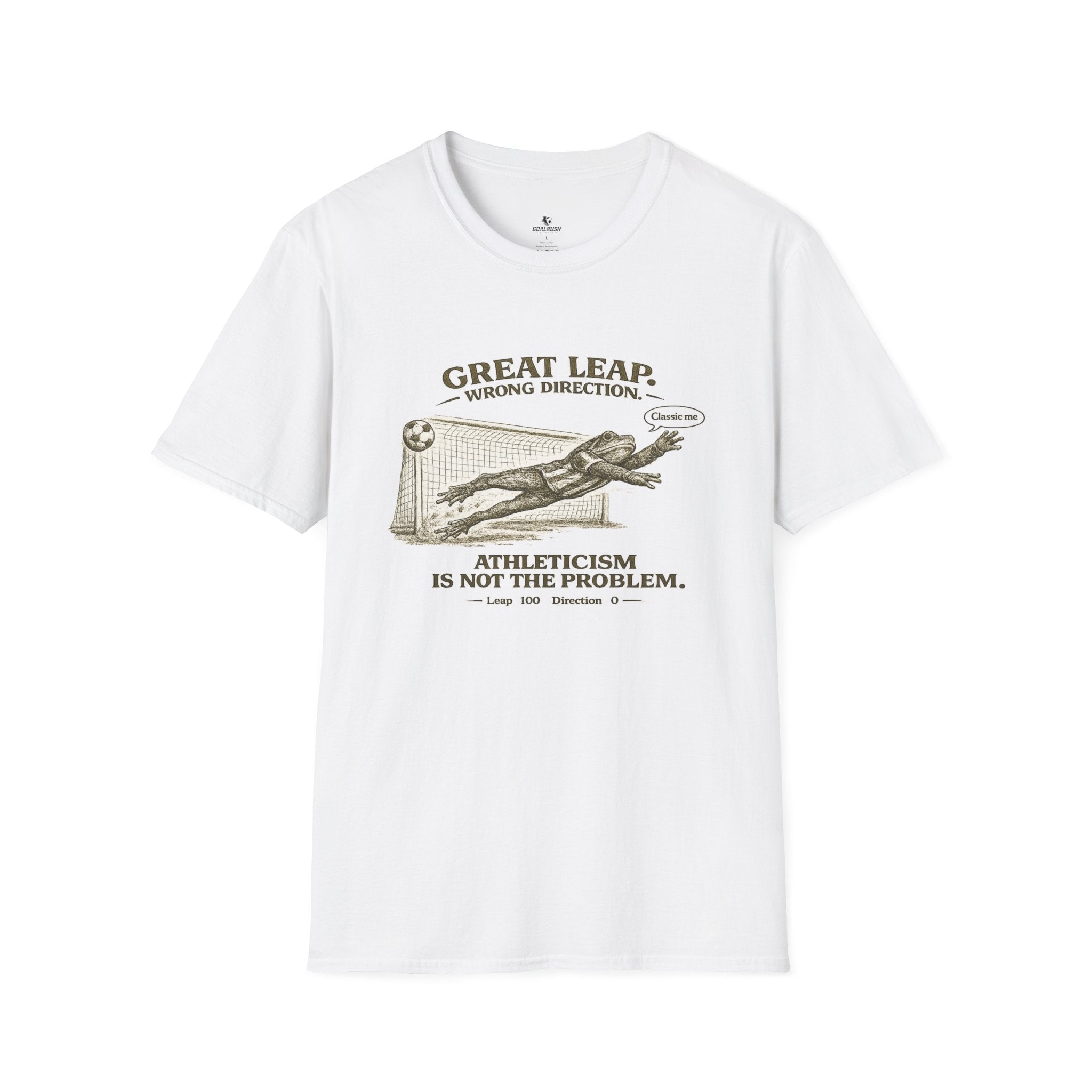 Great Leap Wrong Direction Vintage Soccer T-Shirt - soccer fan t-shirt | GoalRush Studio