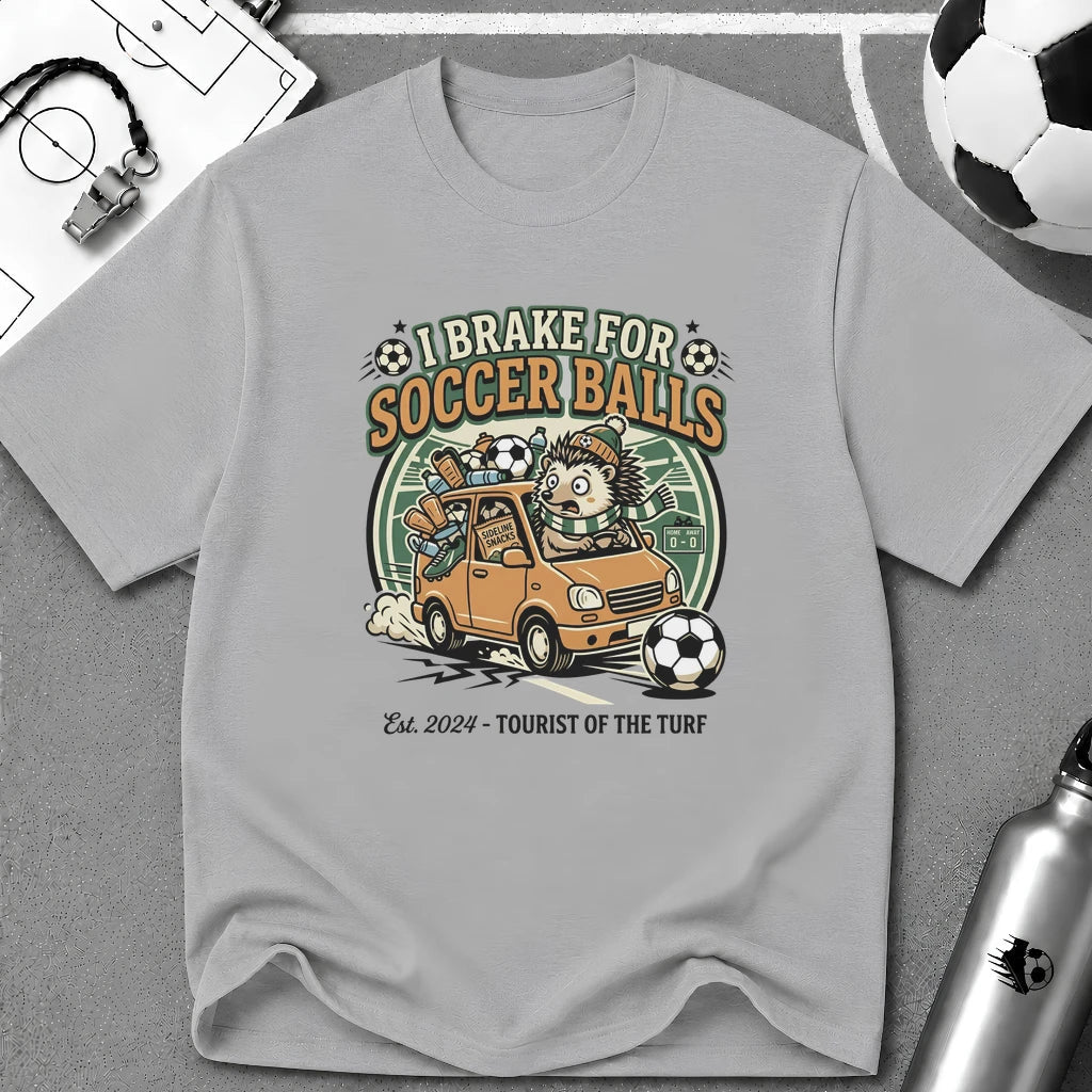 Hedgehog - I Brake for Soccer Balls Funny Soccer T-Shirt - soccer fan t-shirt | GoalRush Studio