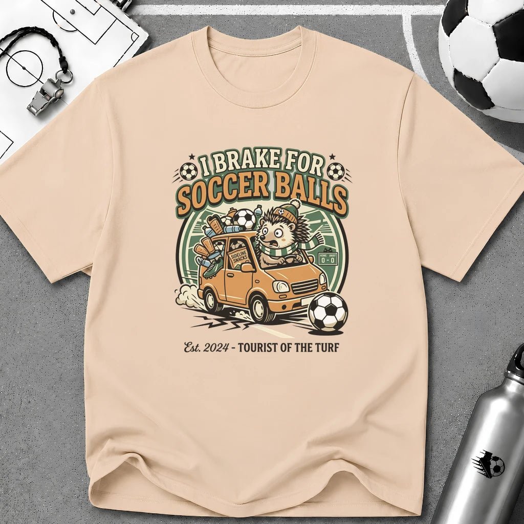 Hedgehog - I Brake for Soccer Balls Funny Soccer T-Shirt - soccer fan t-shirt | GoalRush Studio