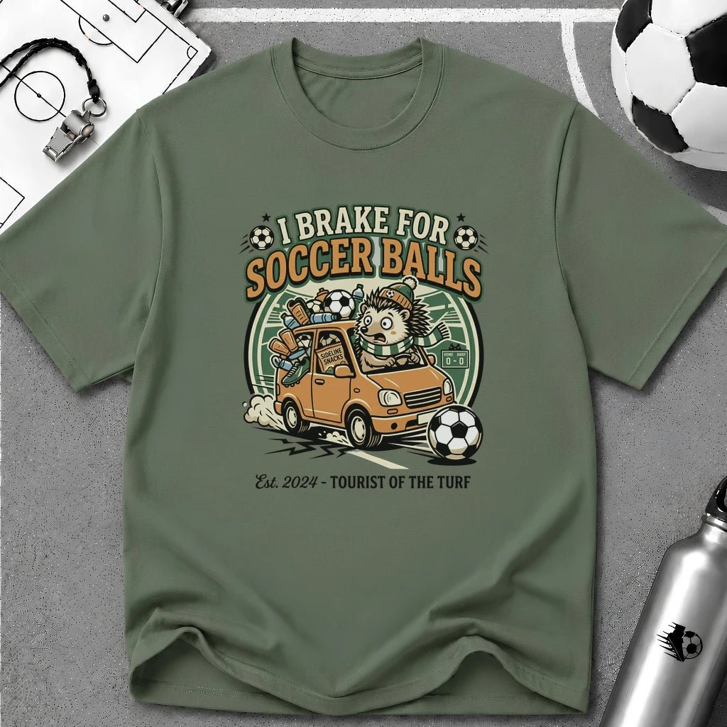Hedgehog - I Brake for Soccer Balls Funny Soccer T-Shirt - soccer fan t-shirt | GoalRush Studio