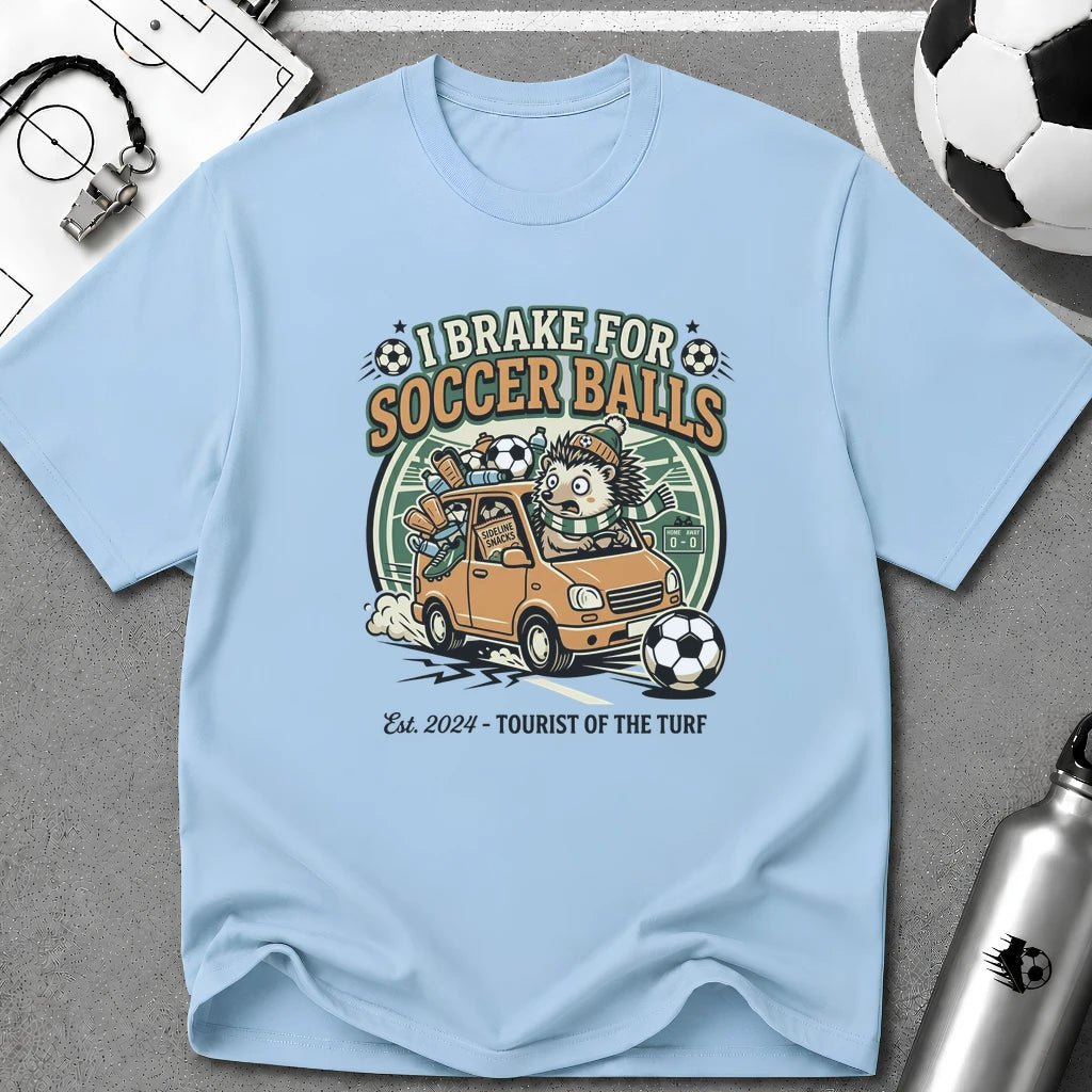 Hedgehog - I Brake for Soccer Balls Funny Soccer T-Shirt - soccer fan t-shirt | GoalRush Studio